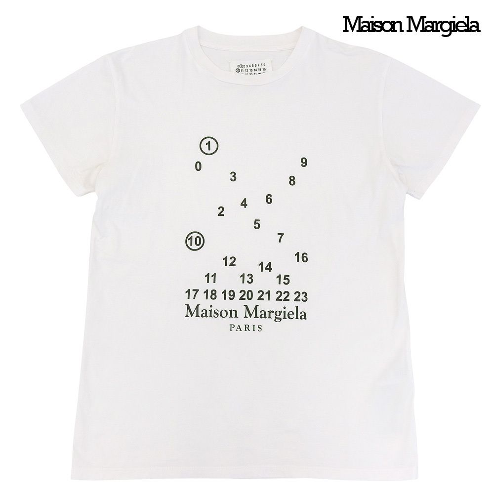 超美品 マルジェラ Maison Margiela 2022年 S51GC0516 カレンダー グラフィック ロゴ ナンバリング T シャツ S 白 ホワイト 定価88000円