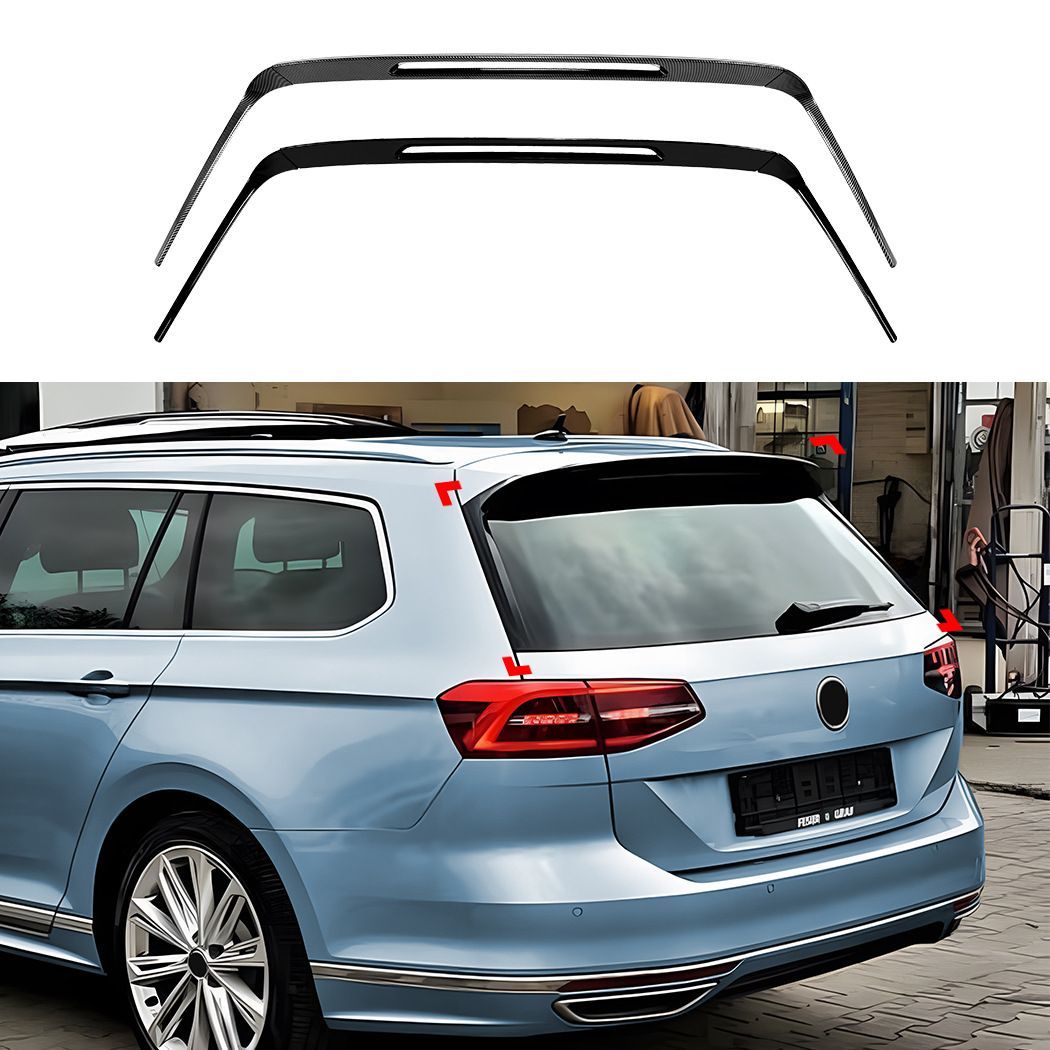 【送料無料】VW パサートB8 ヴァリアント Rラインスタイル ルーフスポイラー トップウィング サイドフィン リアスポイラー ABS製 ブラック カーボン調 エアロ ドレスアップ ワゴン専用 新生活