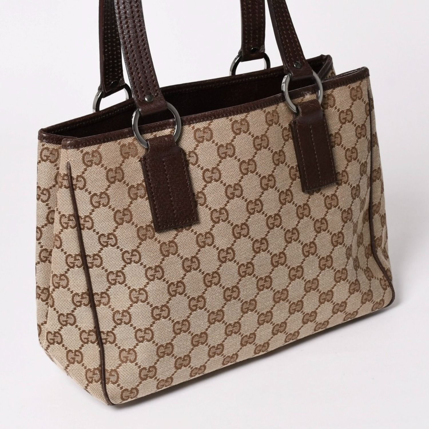 極美品 GUCCI グッチ GGキャンバスジョリートートバッグ ブラック