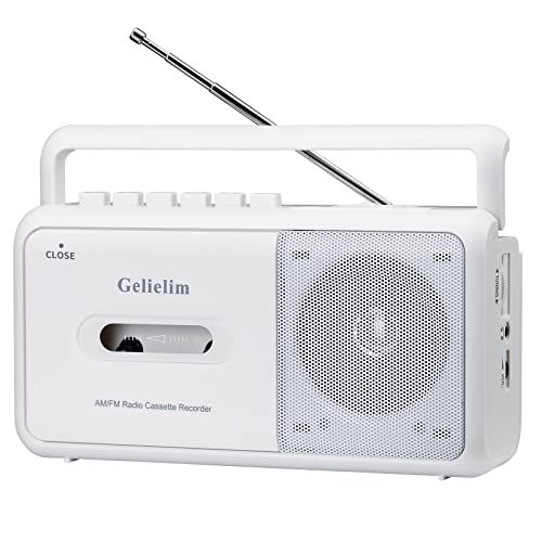 Gelielim ラジカセ FM/AM/ワイドFM対応 カセットテープ再生/録音 ポータブルカセットプレーヤー AC100V/乾電池仕様 ホワイトas 235efafb