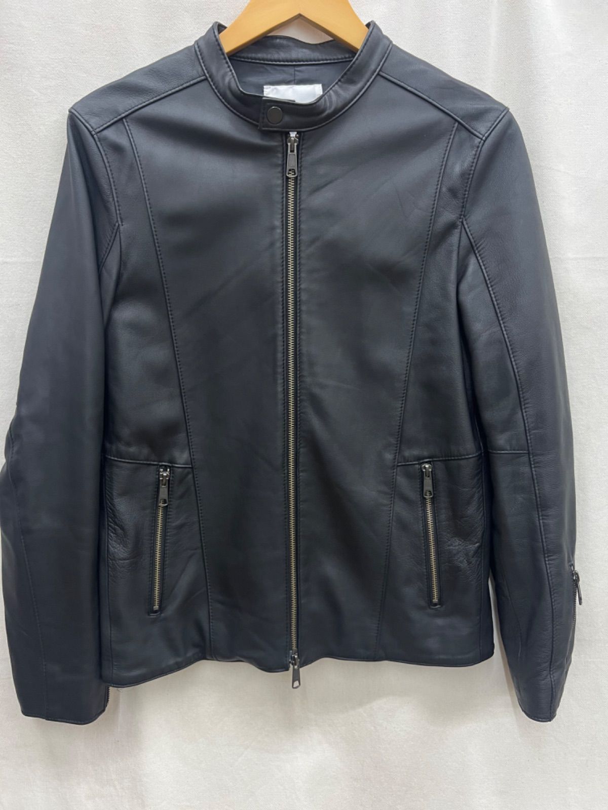 VOGUISH ブラックレザーシングルライダースジャケット ラムレザー L