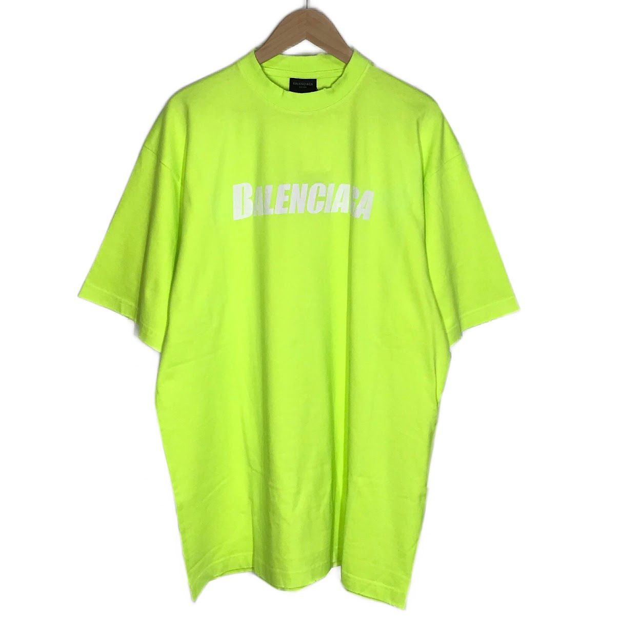 【倉吉店】BALENCIAGA | バレンシアガ 半袖Ｔシャツ CAPS ルーズフィット 651795 TNVL1 ネオンイエロー サイズ：XS 【108】