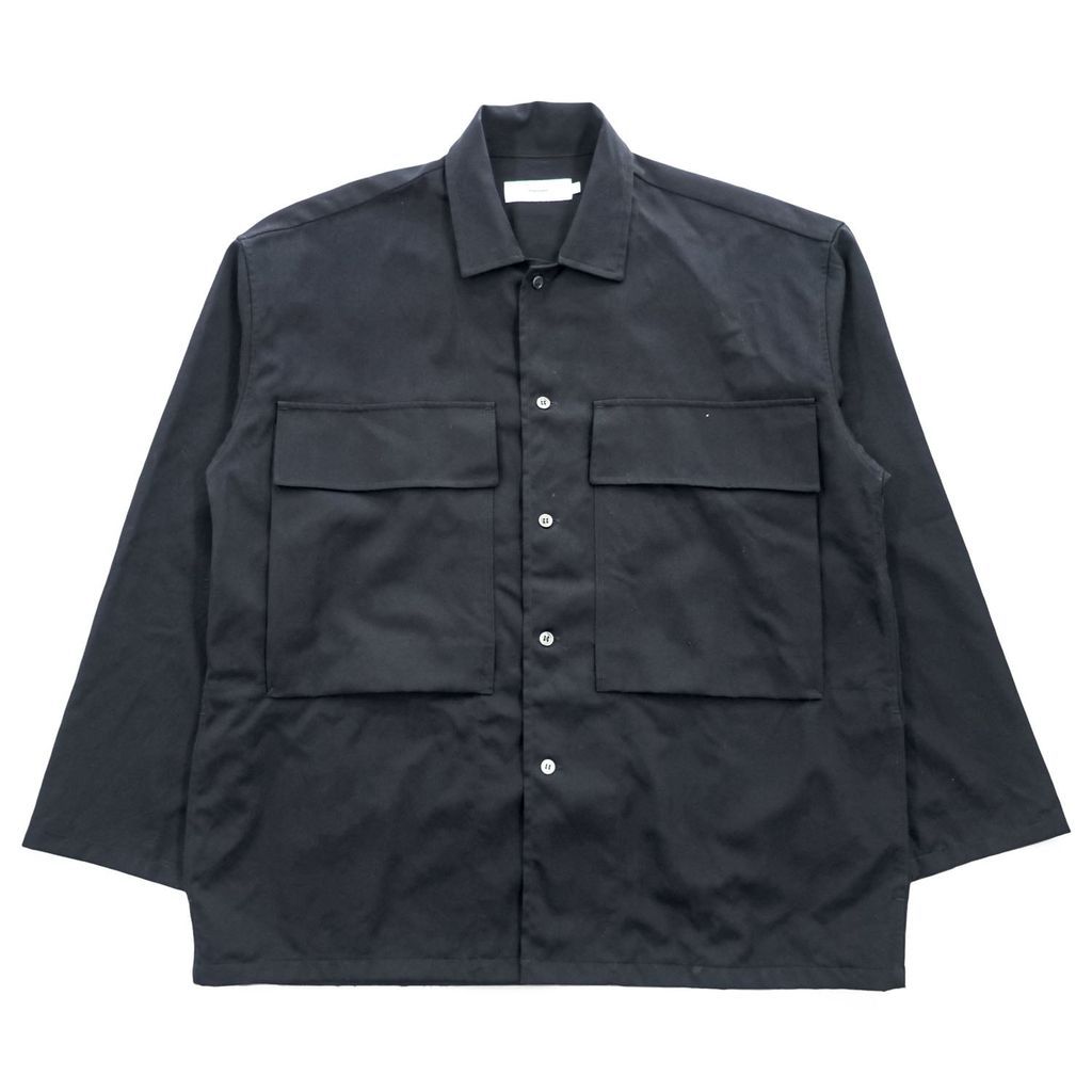 Graphpaper 日本製 ミリタリーシャツ Stevensons Military Shirt ブラック 撥水 ギャバジン ボックスシルエット GM192-50522G