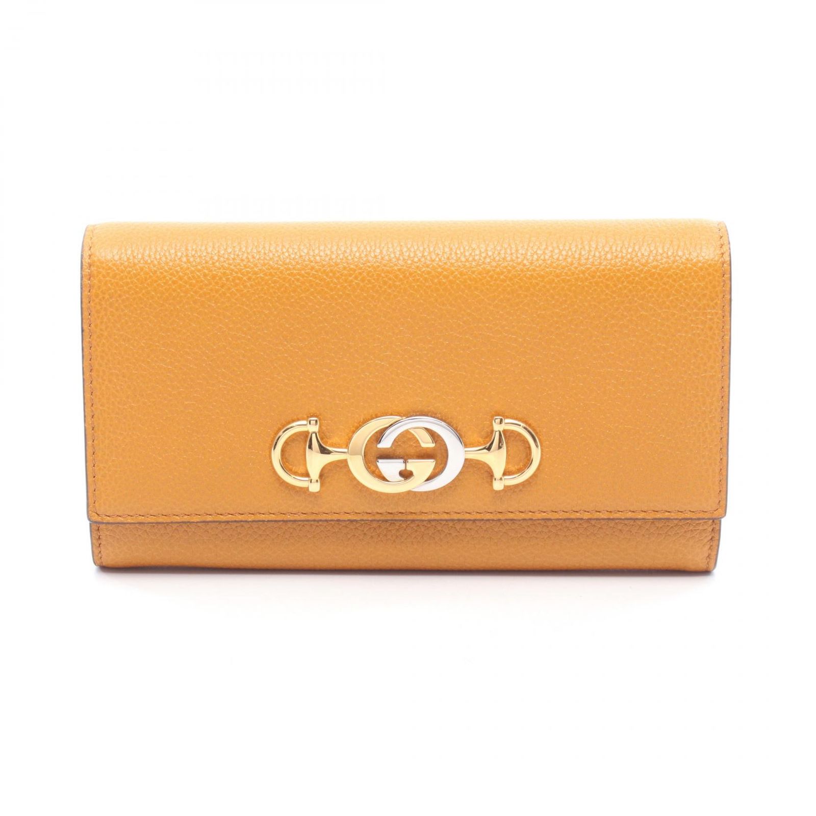 グッチ GUCCI 二つ折り長財布 ズゥミ 573612 マスタード レザー ズゥミ コンチネンタル ウォレット レディース Used A