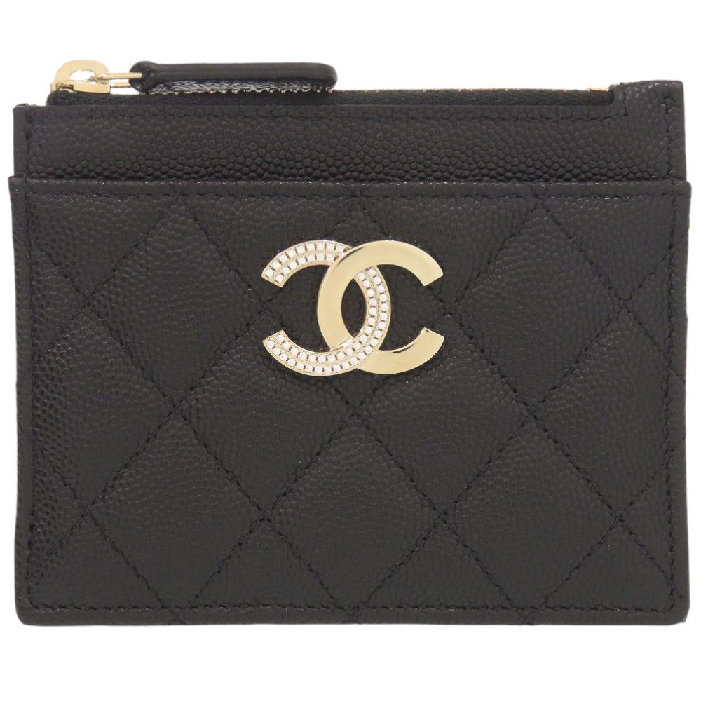 未使用 シャネル マトラッセ ココマーク AP3139 レザー ブラック フラグメントケース 財布 黒 1464 CHANEL