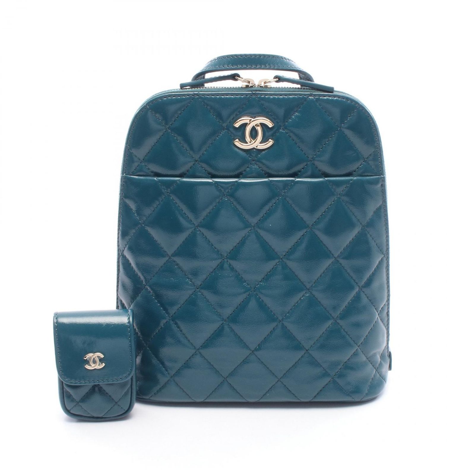 シャネル CHANEL リュックサック バックパック マトラッセ AS3332 ブルーグリーン レザー マトラッセ チェーンバックパック レディース Used A