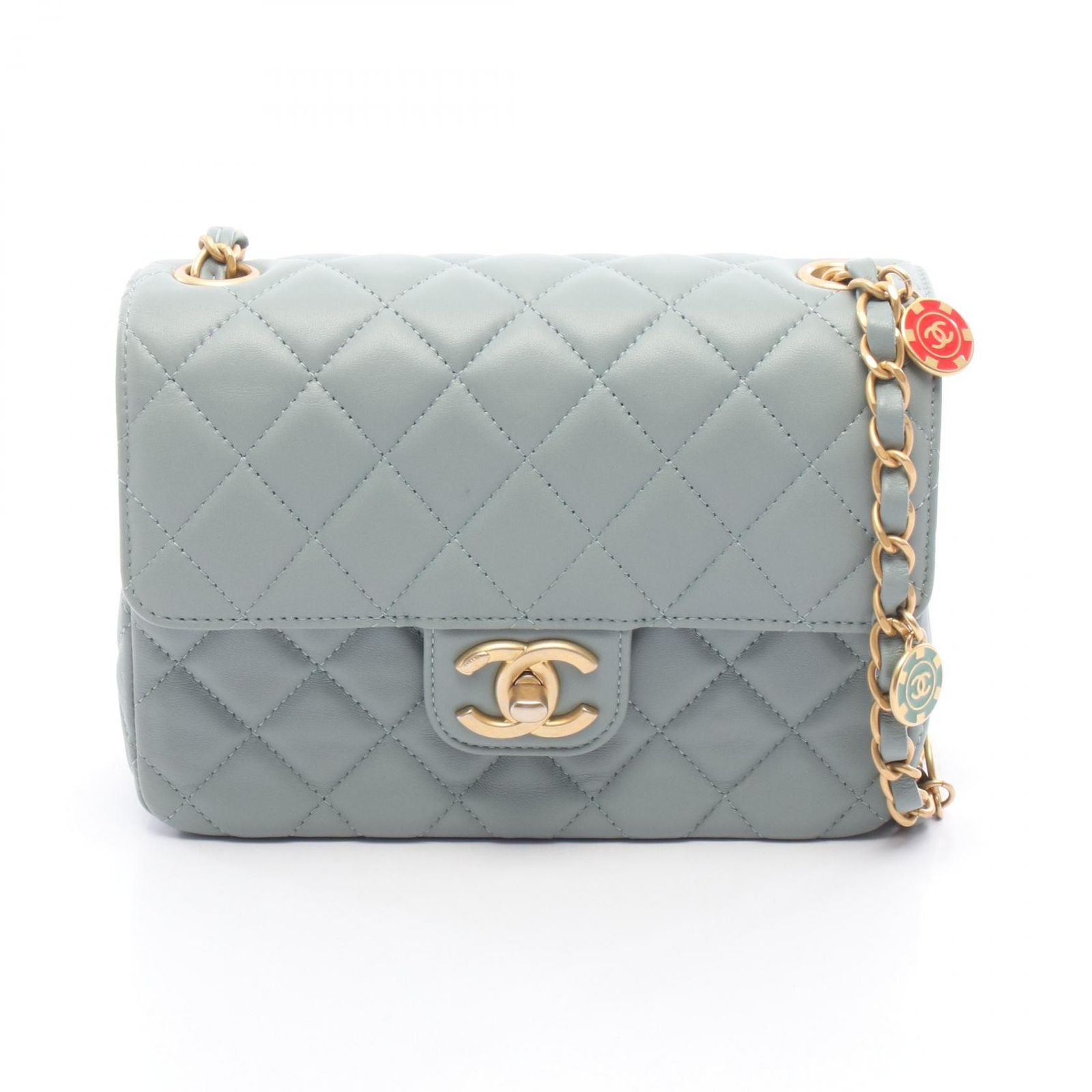 シャネル CHANEL ショルダーバッグ ミニマトラッセ AS3738 ブルーグレー レザー ミニマトラッセ チェーンショルダー レディース Used A