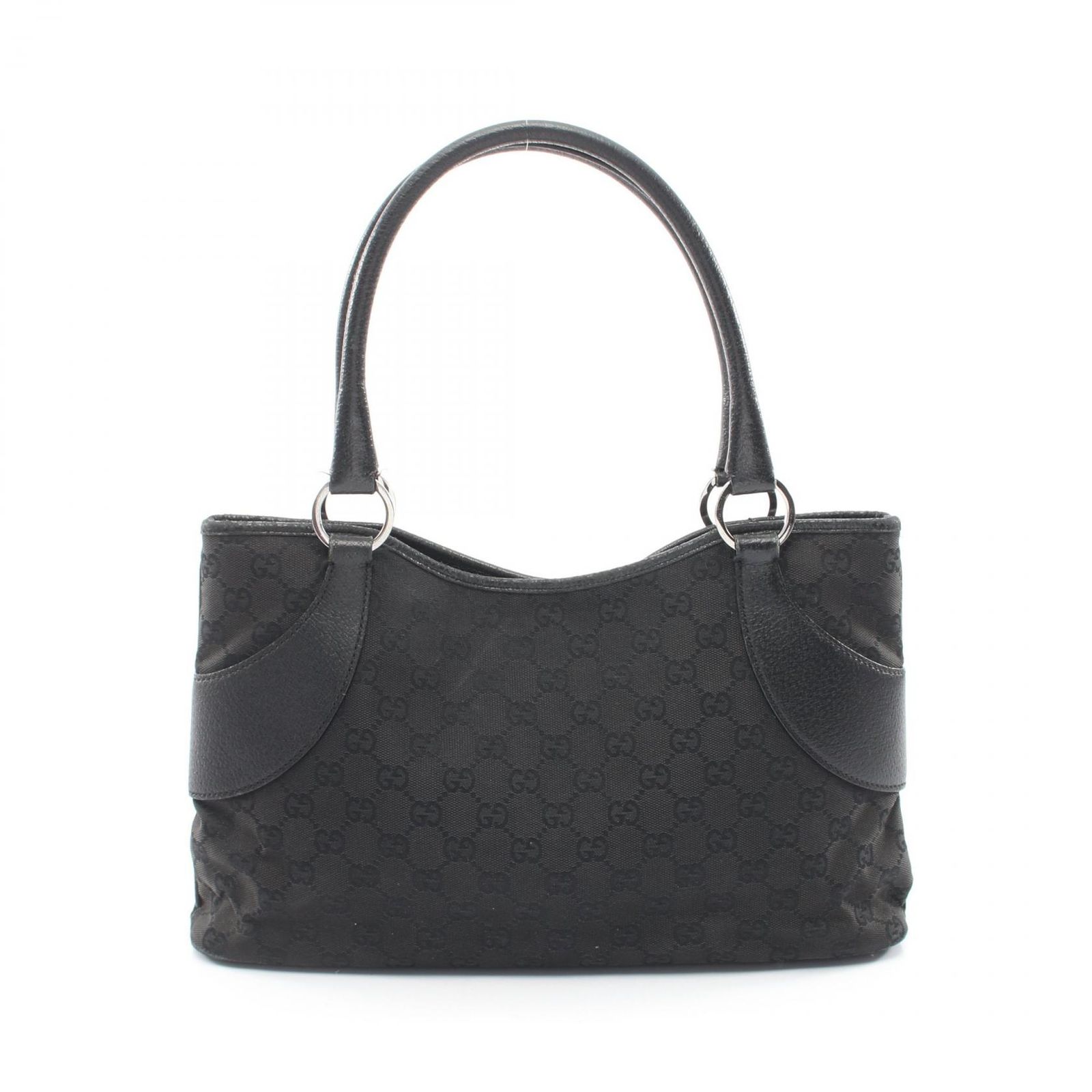 グッチ GUCCI トートバッグ GGキャンバス 113015 ブラック キャンバス レザー トートバッグ レディース Used B