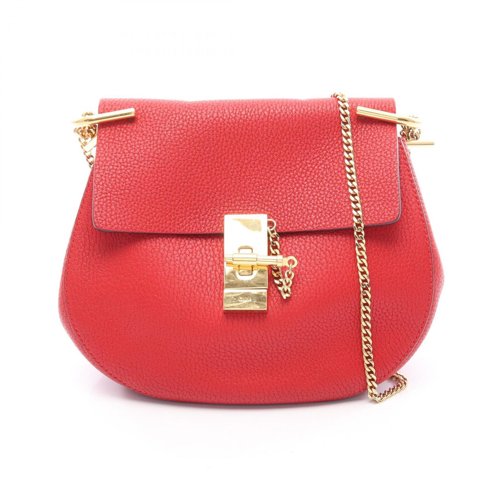 クロエ Chloe ショルダーバッグ Drew ドリュー レッド レザー ドリュー チェーンショルダー レディース Used B