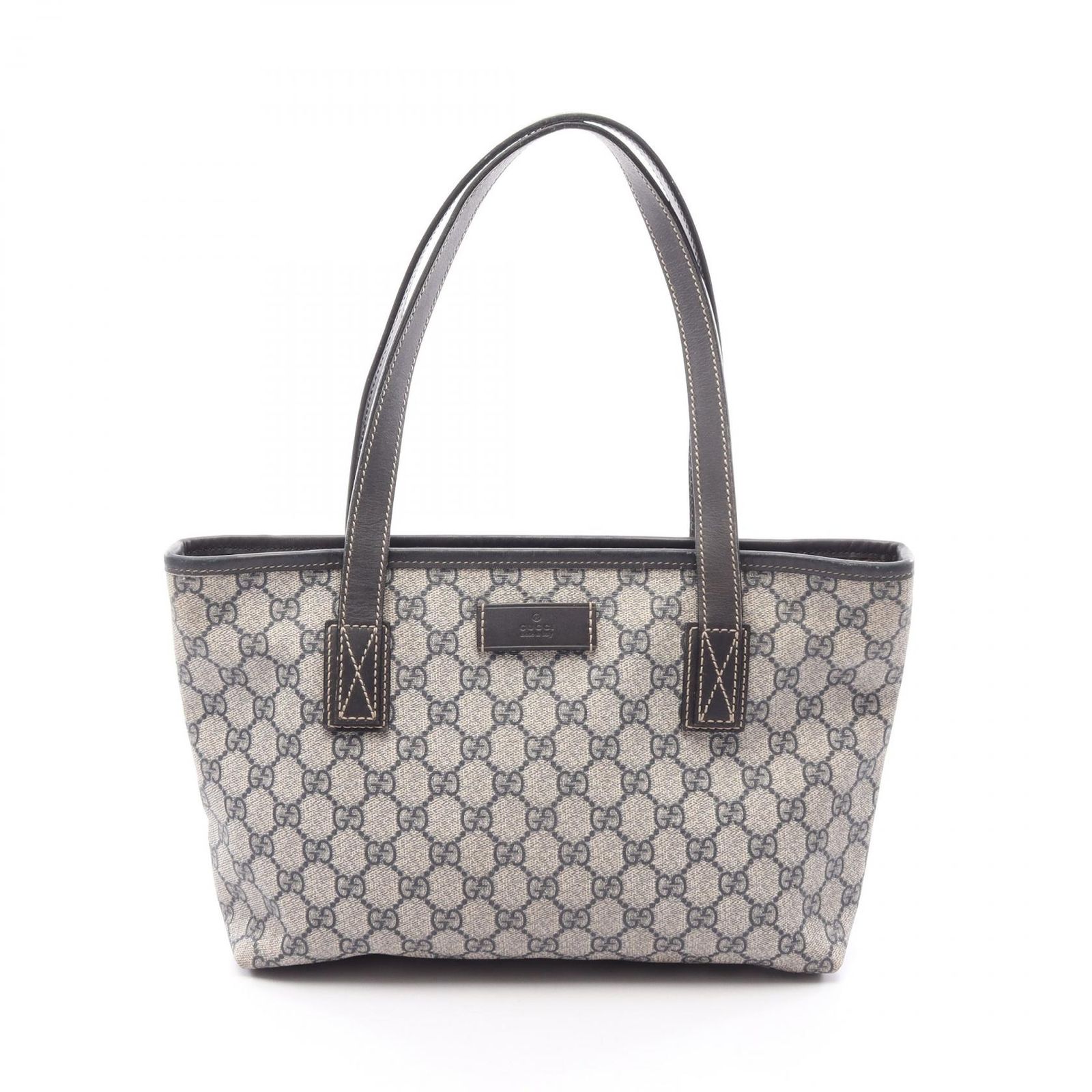 グッチ GUCCI トートバッグ GGスプリーム 211138 ベージュ/ネイビー PVCコーティングキャンバス レザー GGスプリーム トート レディース Used B