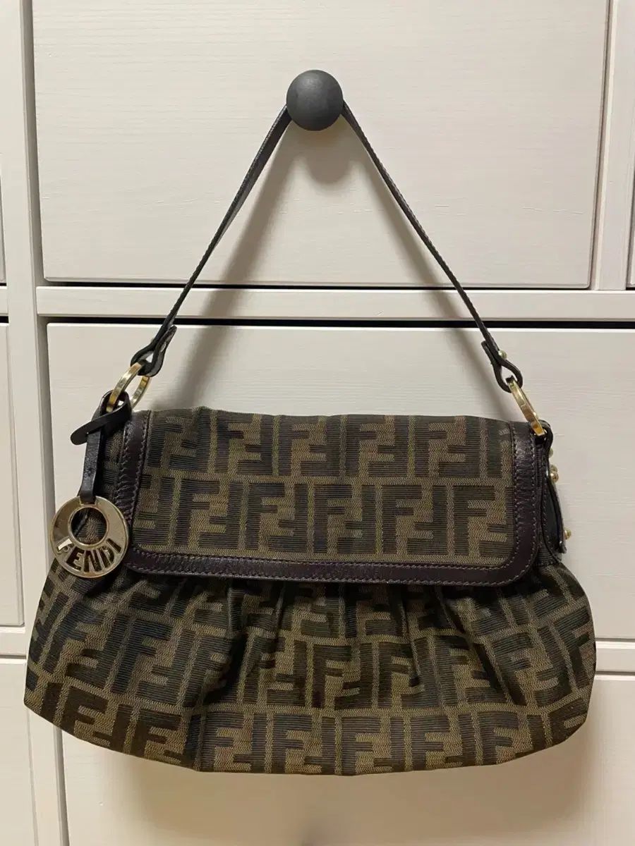 FENDI フェンディ ズッカ パータン ショルダーバッグ ブラウン