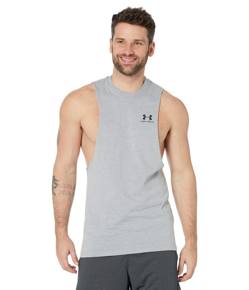 アンダーアーマー メンズ トップス シャツ Under Armour Left Chest Cutoff Tank Steelight Hea
