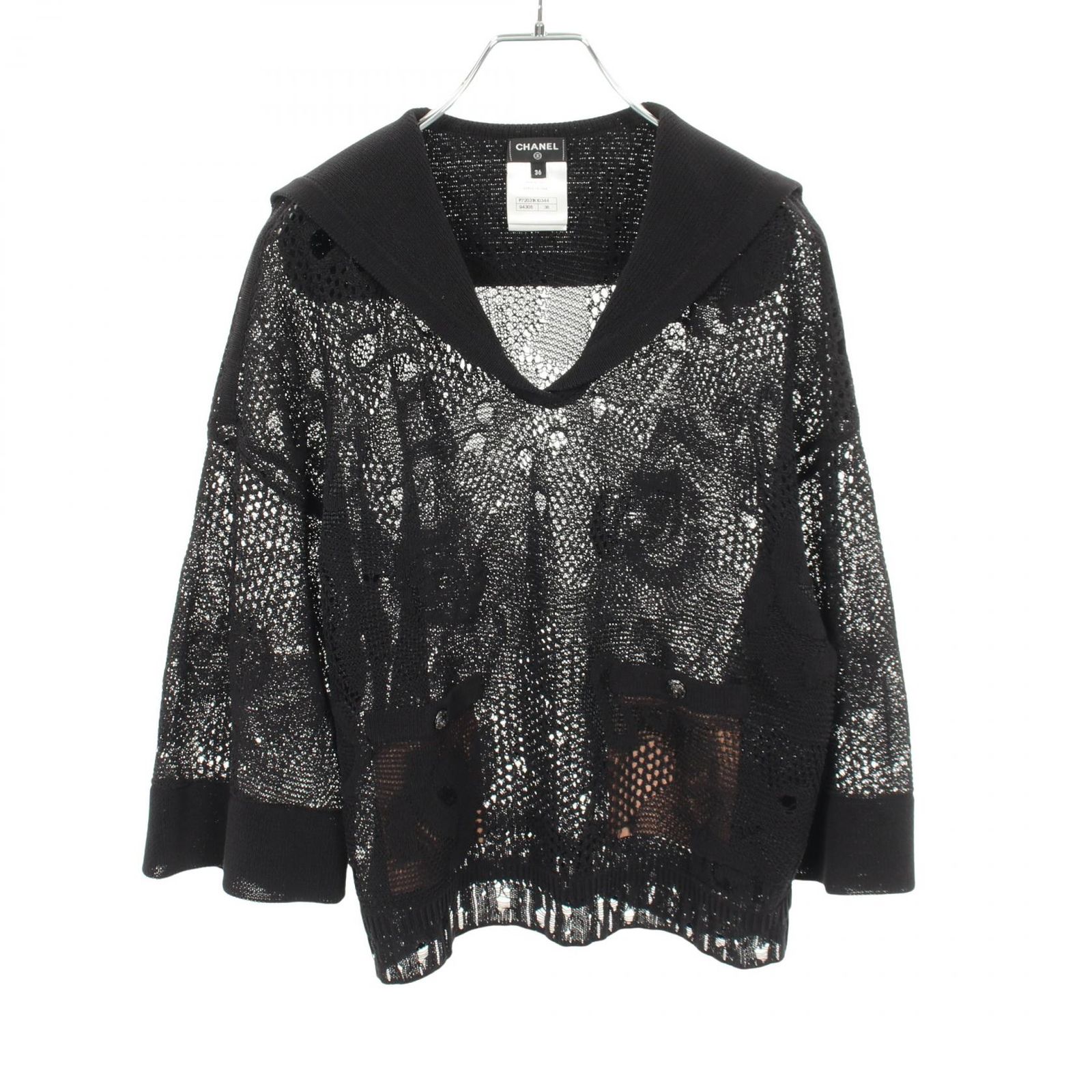 シャネル CHANEL ニット ココマーク カメリア セーラーカラー P72031K10344 コットン ニット レディース Used A 121,400円