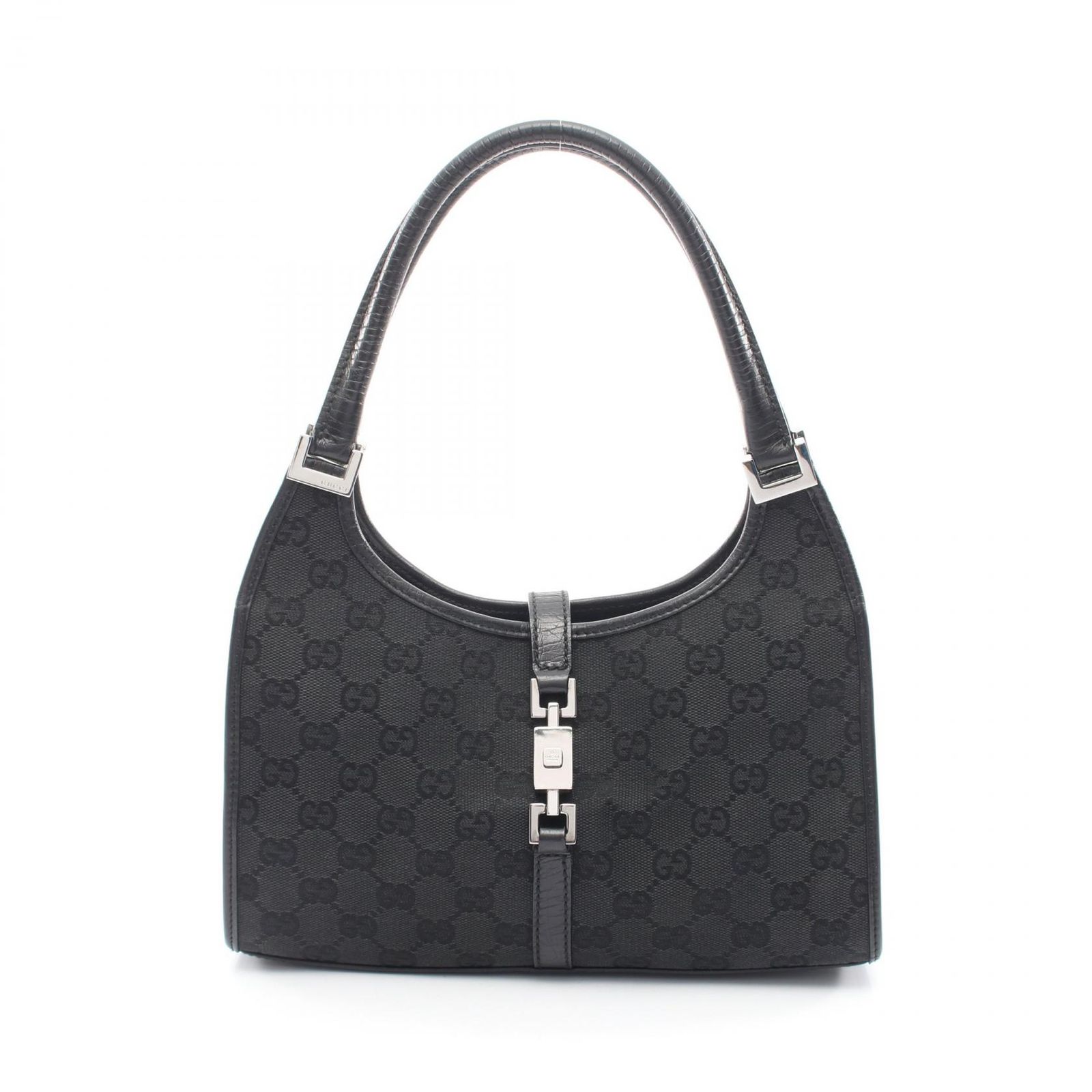 グッチ GUCCI ハンドバッグ ジャッキー GGキャンバス 01721 ブラック キャンバス レザー ジャッキー ハンドバッグ レディース Used B