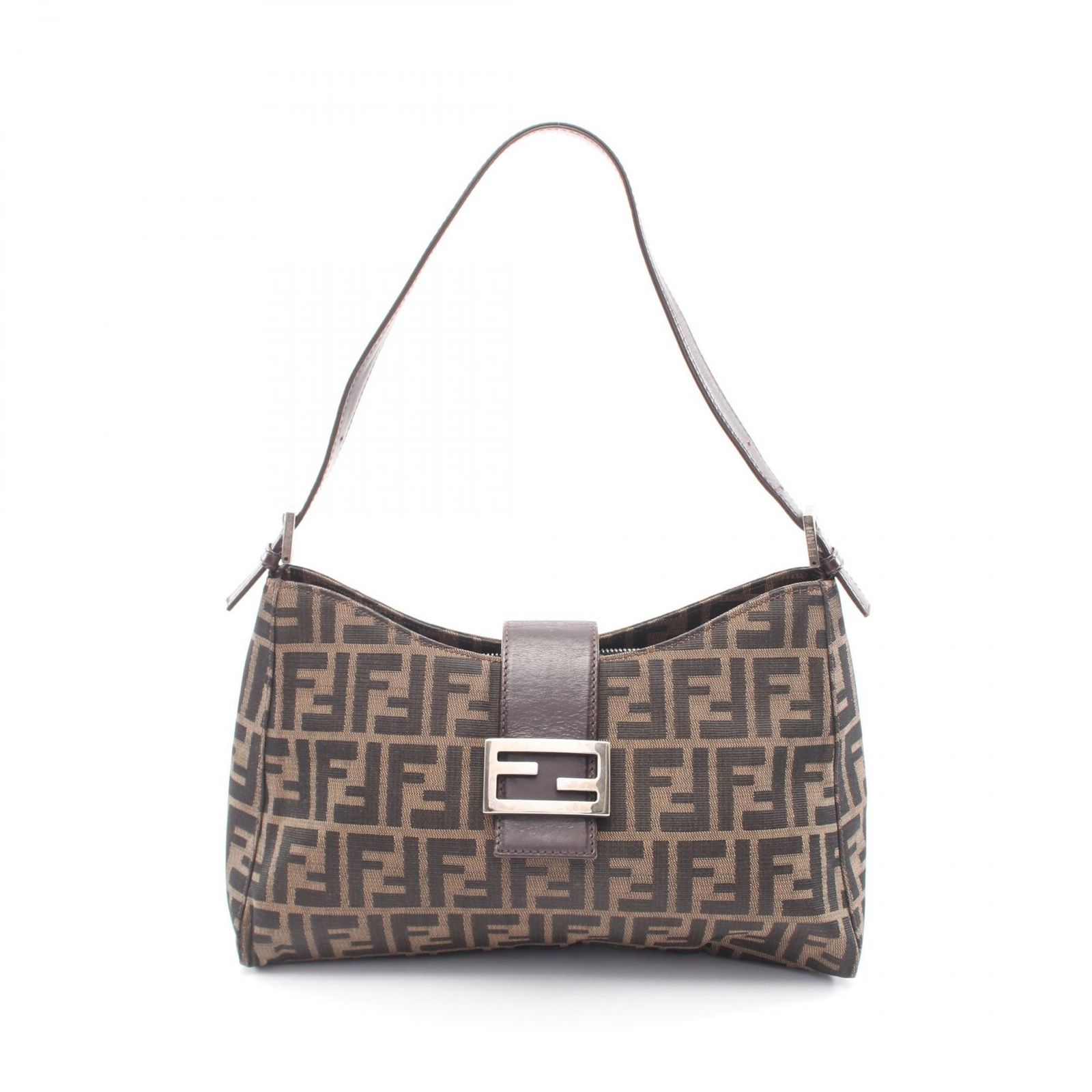 フェンディ FENDI ショルダーバッグ ズッカ マンマバケット ブラウン キャンバス レザー ズッカ マンマバケット レディース Used B
