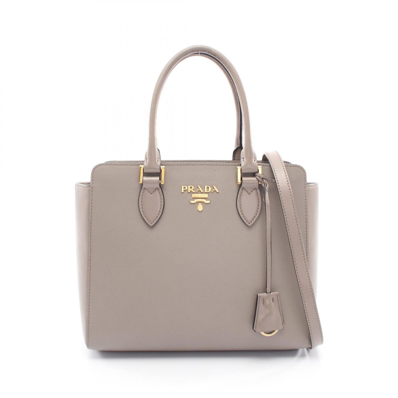 プラダ PRADA ハンドバッグ 2WAY グレージュ レザー 2wayハンド レディース Used B