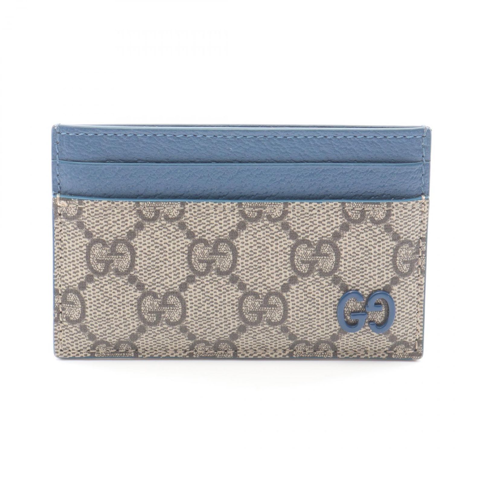 グッチ GUCCI カードケース GGスプリーム 768248 ベージュ/ブルー レザー GGカードケース メンズ Used A