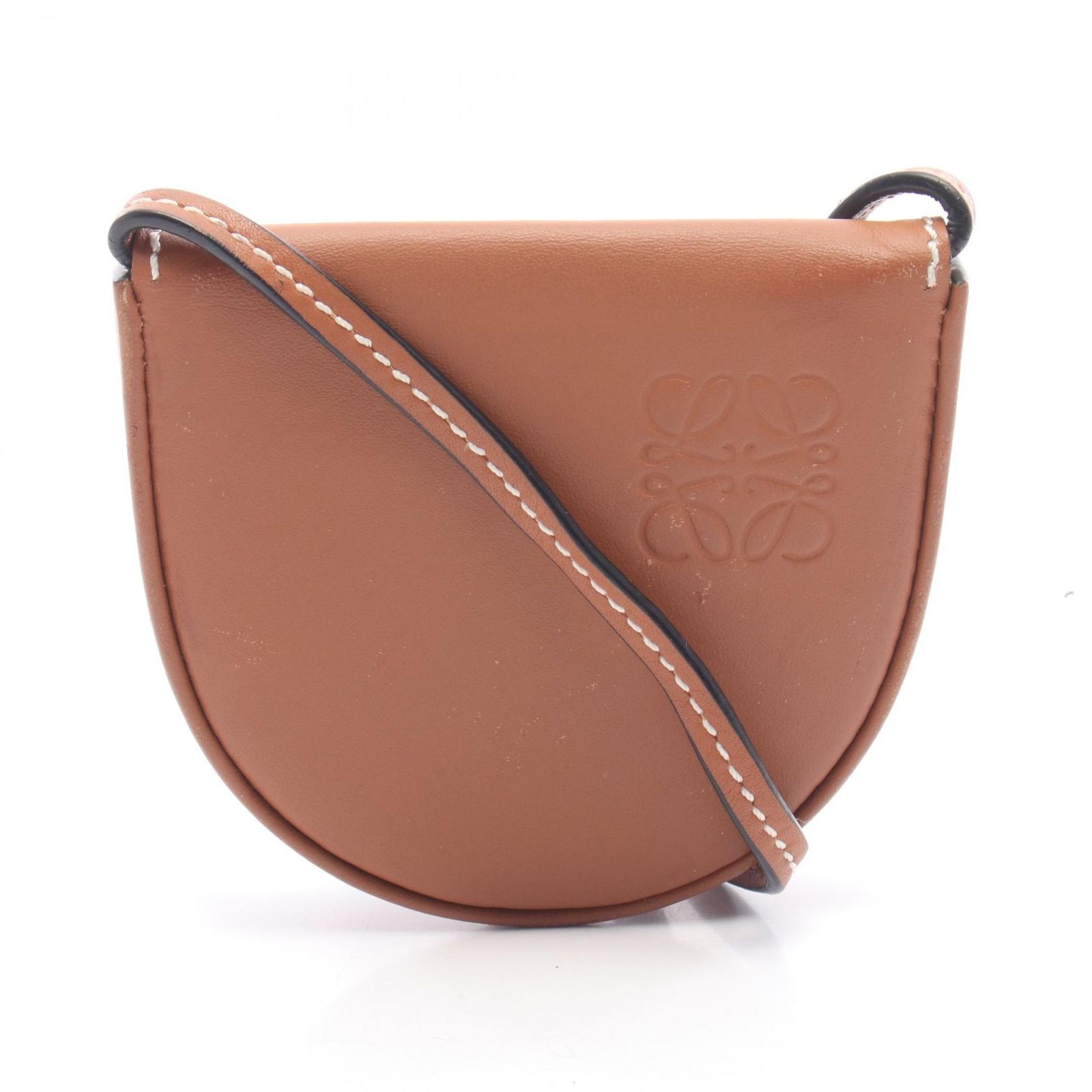 ロエベ LOEWE ショルダーバッグ アナグラム ヒールポーチ ミニ ブラウン レザー アナグラム ヒールポーチ ミニ レディース Used A