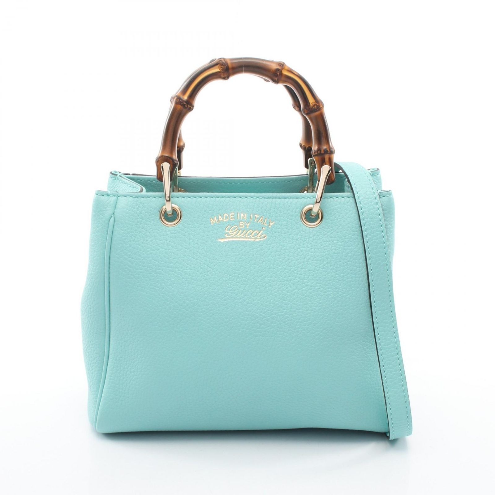 グッチ GUCCI ハンドバッグ バンブー ミニショッパー 2WAY 368823 ティファニーブルー レザー バンブー ミニ ショッパー レディース Used A