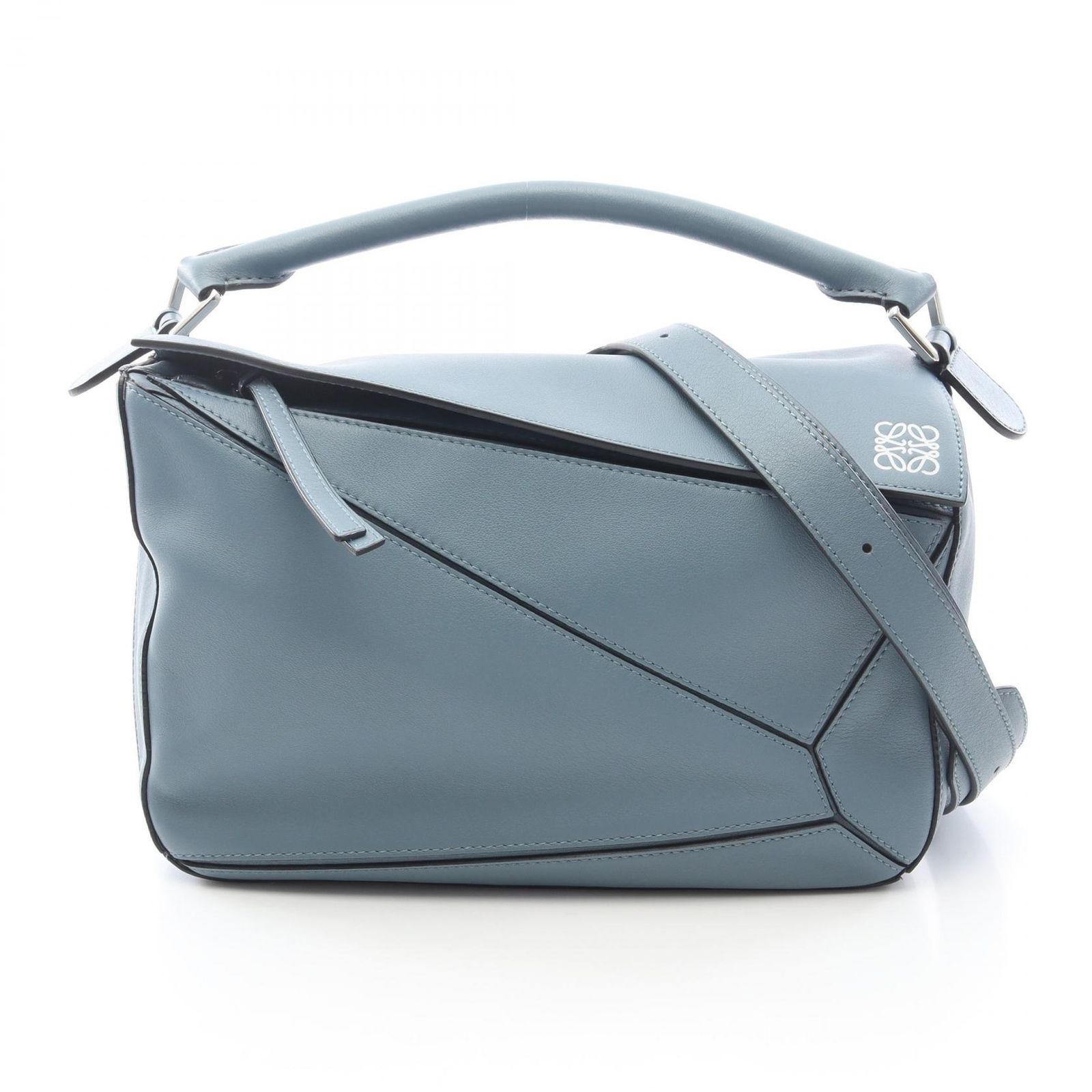 ロエベ LOEWE ハンドバッグ パズルバッグ ミディアム ブルーグレー レザー パズルバッグ ミディアム レディース Used A