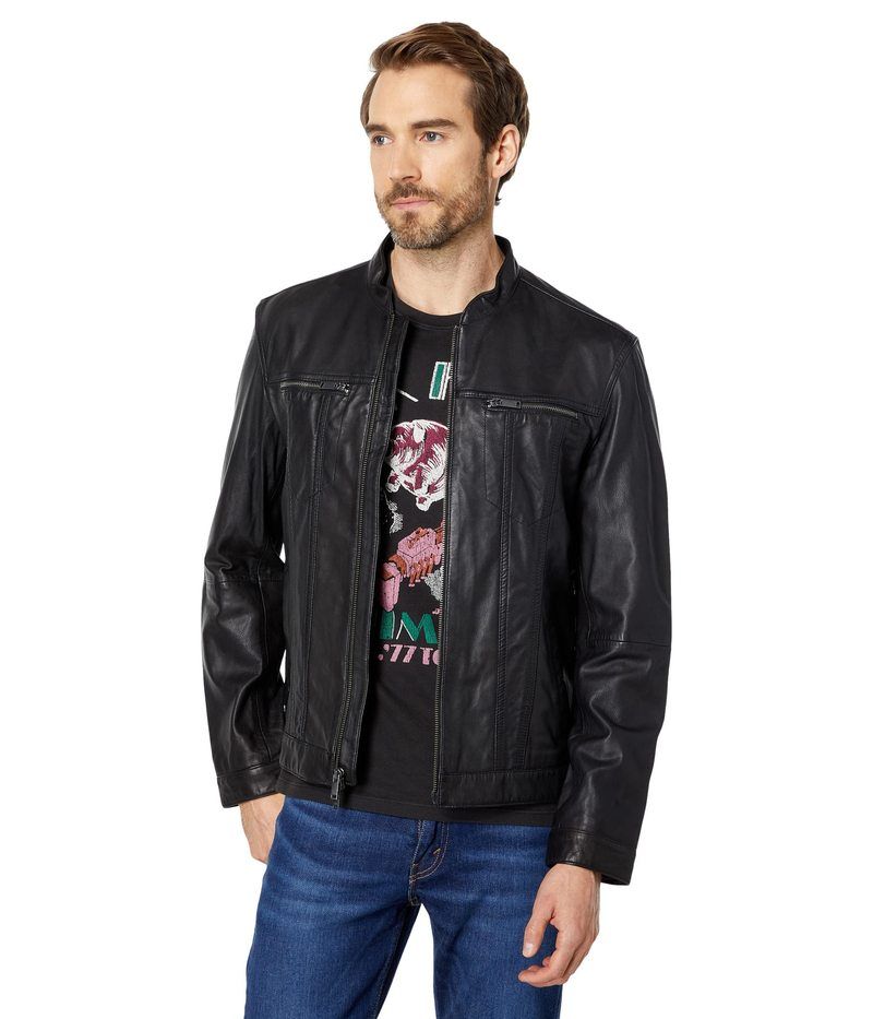ジョンバルベイトス メンズ アウター コート ジャケット John Varvatos Band Collar Jacket L858T1B Black ブラック