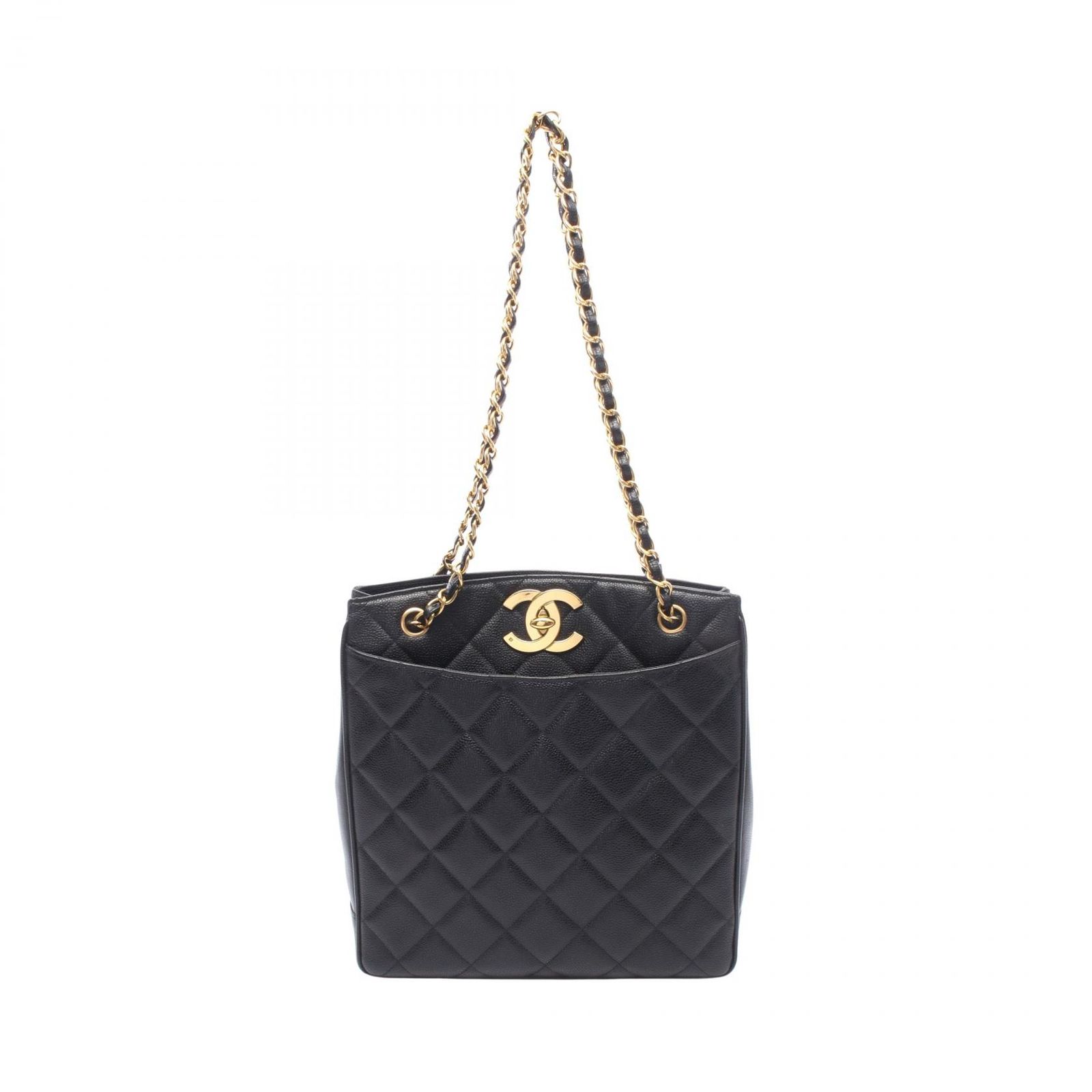 シャネル CHANEL トートバッグ マトラッセ ブラック キャビアスキン(グレインドカーフ) マトラッセ チェーンショルダー レディース Used A