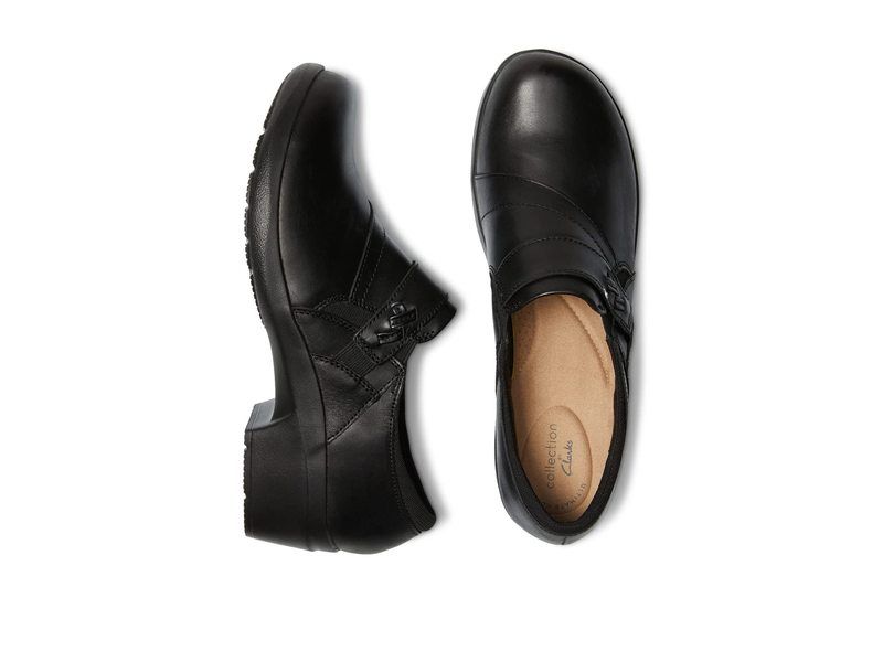 クラークス レディース シューズ スリッポン・ローファー Clarks Angie Pearl Black Leather ブラック