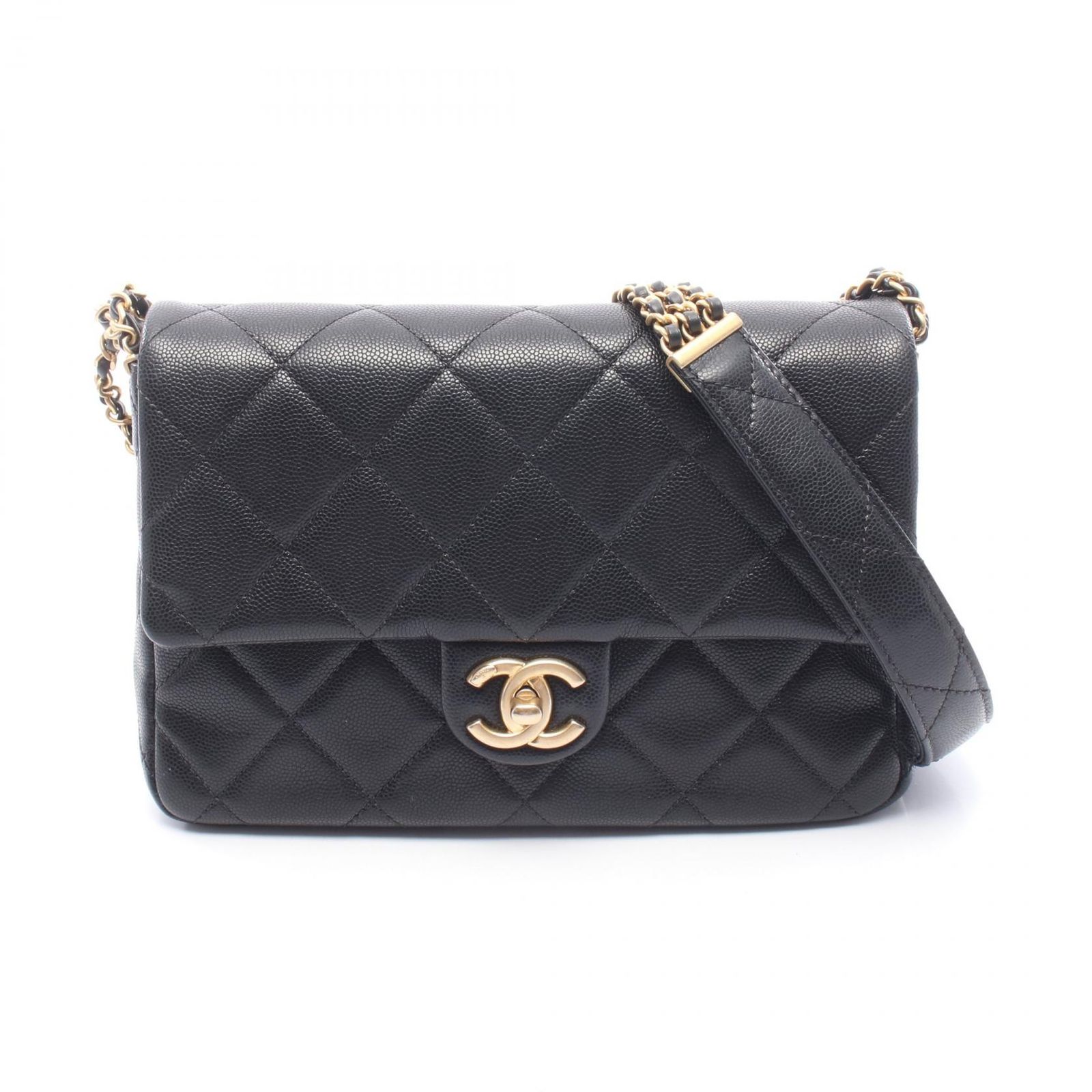 シャネル CHANEL ショルダーバッグ マトラッセ ブラック キャビアスキン(グレインドカーフ) マトラッセ チェーンショルダー レディース Used A