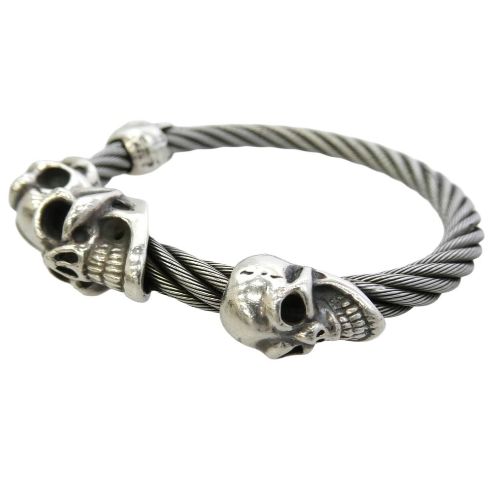 キャバレー Bill Wall Leather BWL 2スカルバングル BILL WALL LEATHER ビルウォールレザー WIRE BANGLE 2グッドラック