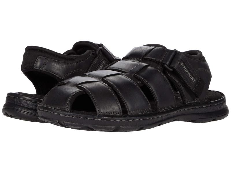 ロックポート メンズ シューズ サンダル Rockport Darwyn Fishermen Black Leather I ブラック