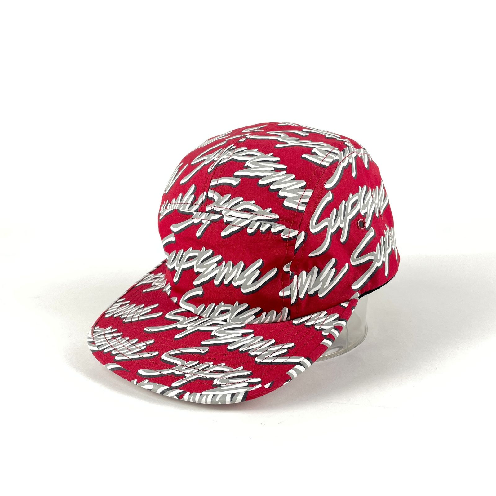 SUPREME シュプリーム 19SS SIGNATURE SCRIPT LOGO CAMP CAP キャンプキャップ ロゴ総柄 レッド