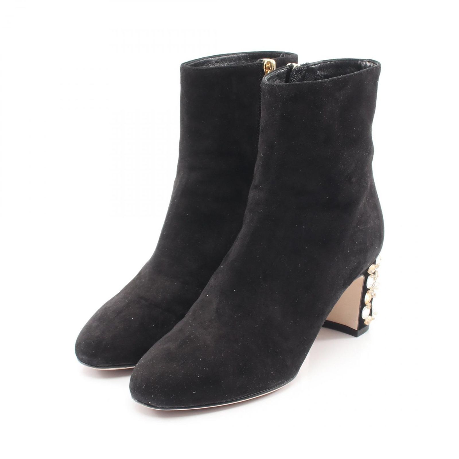 ドルチェアンドガッバーナ DOLCE & GABBANA ブーツ ビジュー ショート スウェード ショートブーツ レディース Used A