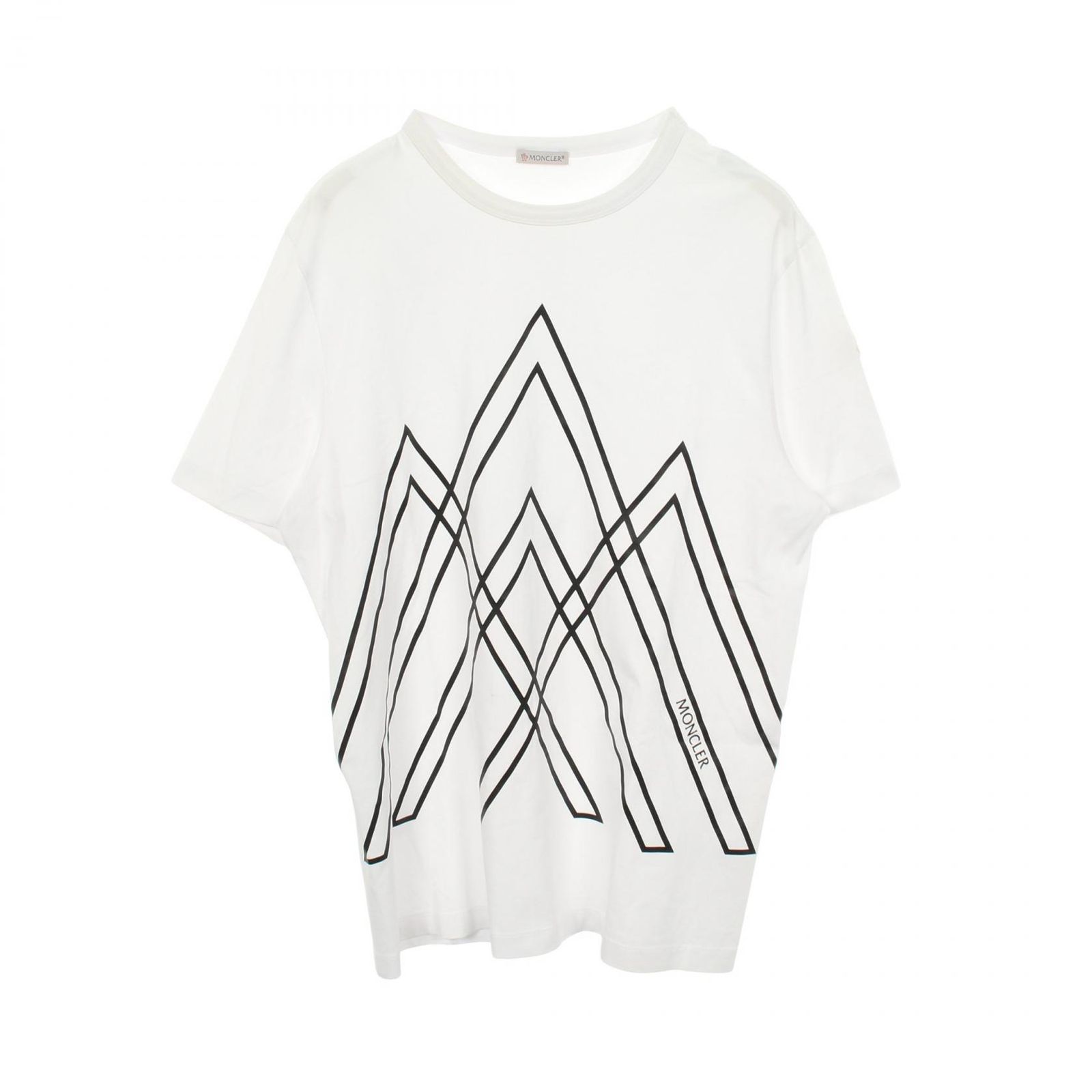 モンクレール MONCLER 半袖Tシャツ プリントロゴ クルーネック コットン Tシャツ メンズ Used B