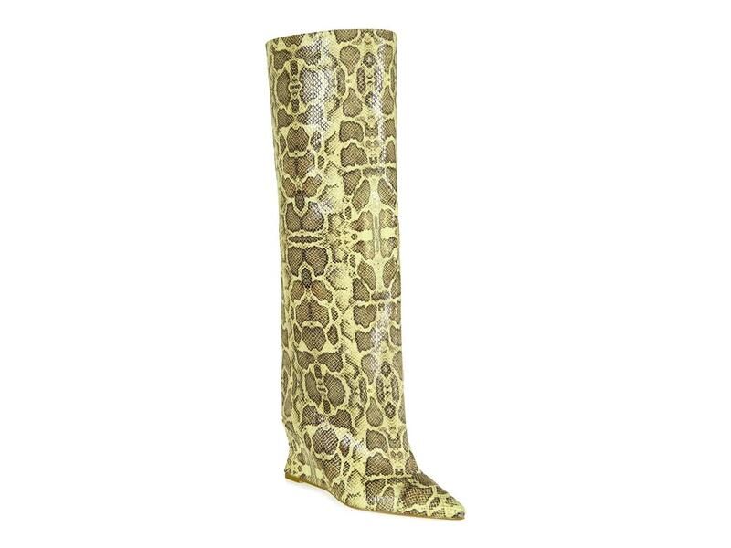 アザレア ワン レディース シューズ ブーツ・レインブーツ Azalea WangKenya Wedge Boot YellowBlack Snake Print ブラック