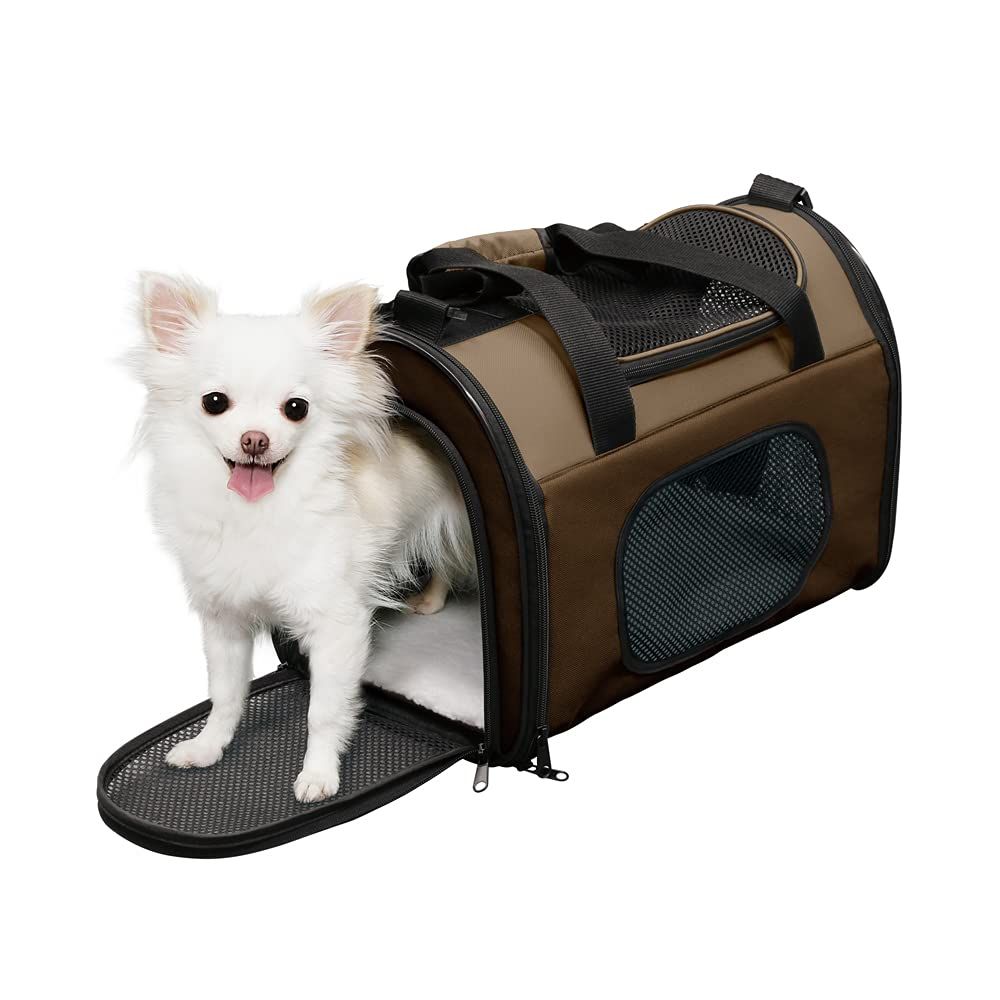 【新品】アイリスオーヤマ ペットキャリー 折りたたみ 収納付 シートベルト固定可 ブラウン 超小型犬・猫 Sサイズ f80bb8c8