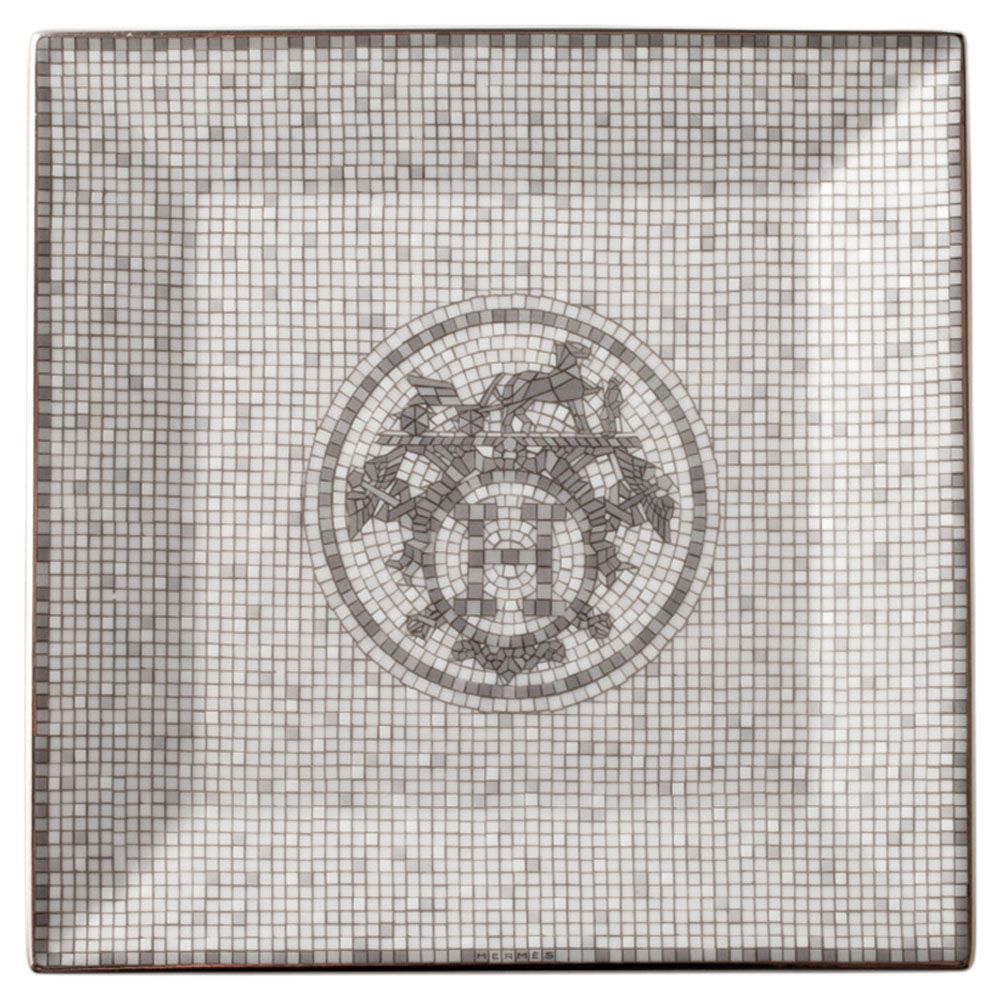 HERMES エルメス プレート モザイク ヴァンキャトル プラチナ プチカレ 15cm×15cm 【お取り寄せ】