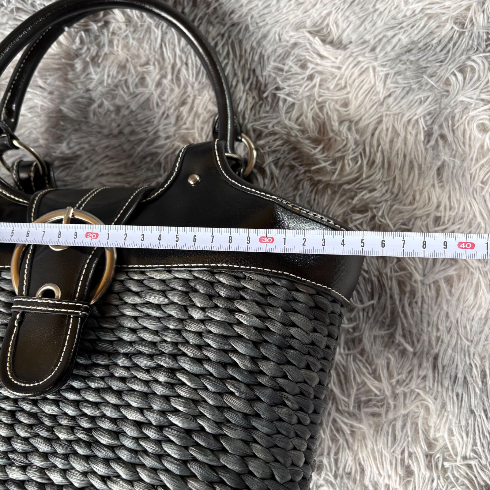 YS26E-085 【美品】濱野 HAMANO 濱野皮革工藝 かごバッグ ハンドバッグ 