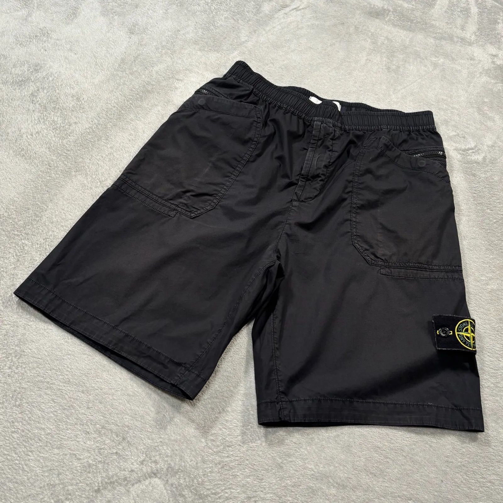 STONE ISLAND ストーンアイランド ロゴ ガーメントダイ バミューダ イージー ショートパンツ ハーフパンツ 7615L0403 黒 ブラック メンズ W30 17385
