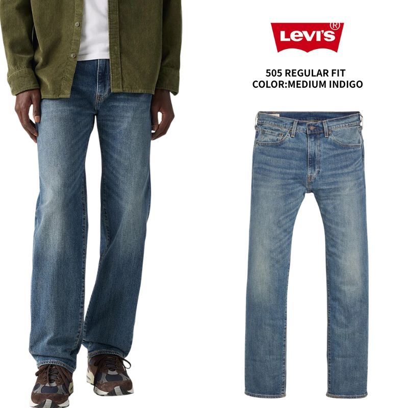 リーバイス Levi’s 505 レギュラーフィット ストレート デニム ジーンズ Medium インディゴ ブルー メンズ 005051555