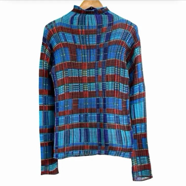 ISSEY MIYAKE イッセイミヤケ 長袖 プリーツ カットソー チェック IM82-FJ522 レディース L