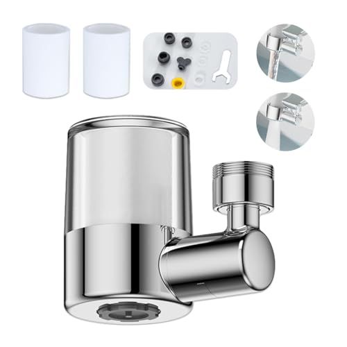 浄水器 蛇口直結型【多機能】 シャワー 先端 カートリッジ3個付き 2つの水出口モード シリーズ 節水 泡沫器 水栓 首振り キッチン 洗面所 水道 延長 交換 アダプター 720度回転 防滴/ブースト 2速吐水 内ねじと外ねじの両方に適用可 76e703fb
