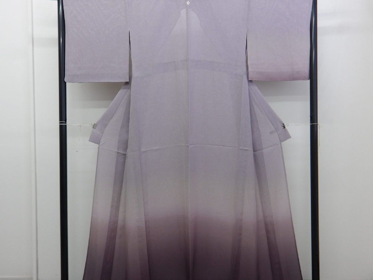 P42884　ほぼ美品！　夏物　正絹　絽　裾ぼかし　墨流し　付下げ　単衣　ｔ