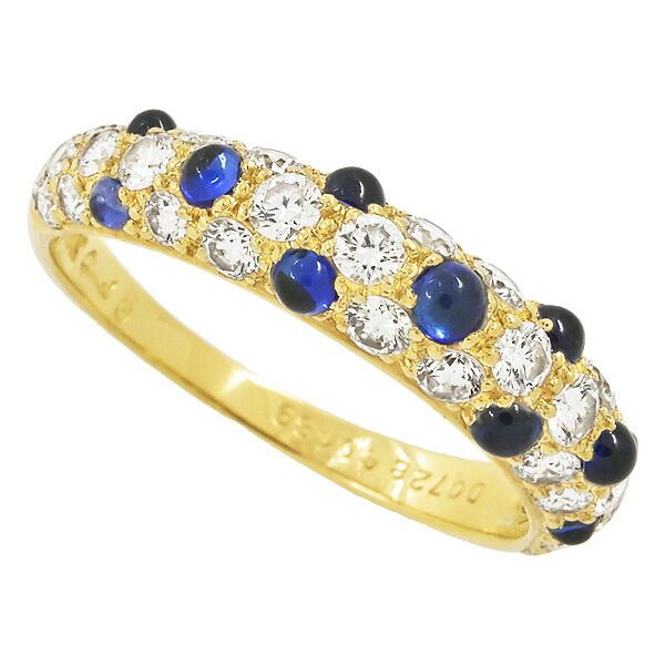 送料無料・返品可♪ギメル ベリー サファイア0.489ct ダイヤ0.728ct リング K18YG 12号 新品仕上げ済み♪【中古】 344,205円