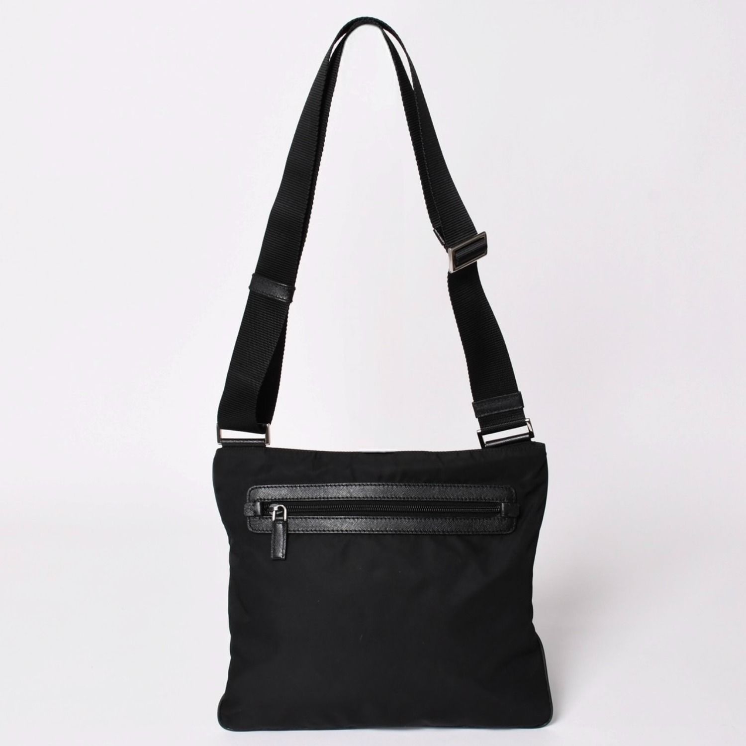 極美品 PRADA プラダ ショルダーバッグ ブラック トライアングルロゴ 