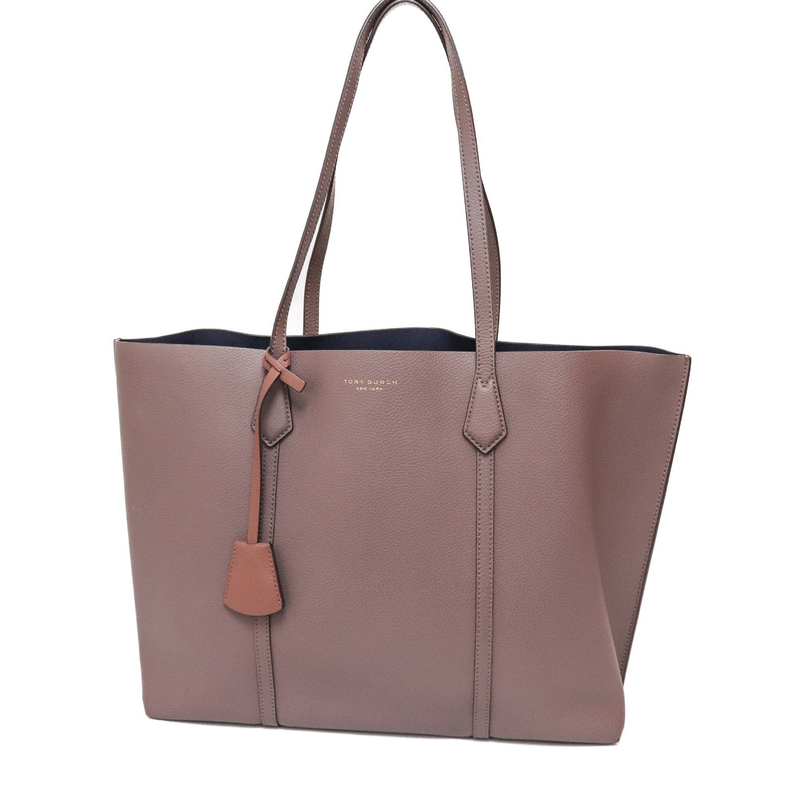 トリーバーチ トートバッグ ハンドバッグ ワンショルダー ビジネスバッグ A4 チャーム付き ピンクグレー レザー 本革 Tory Burch