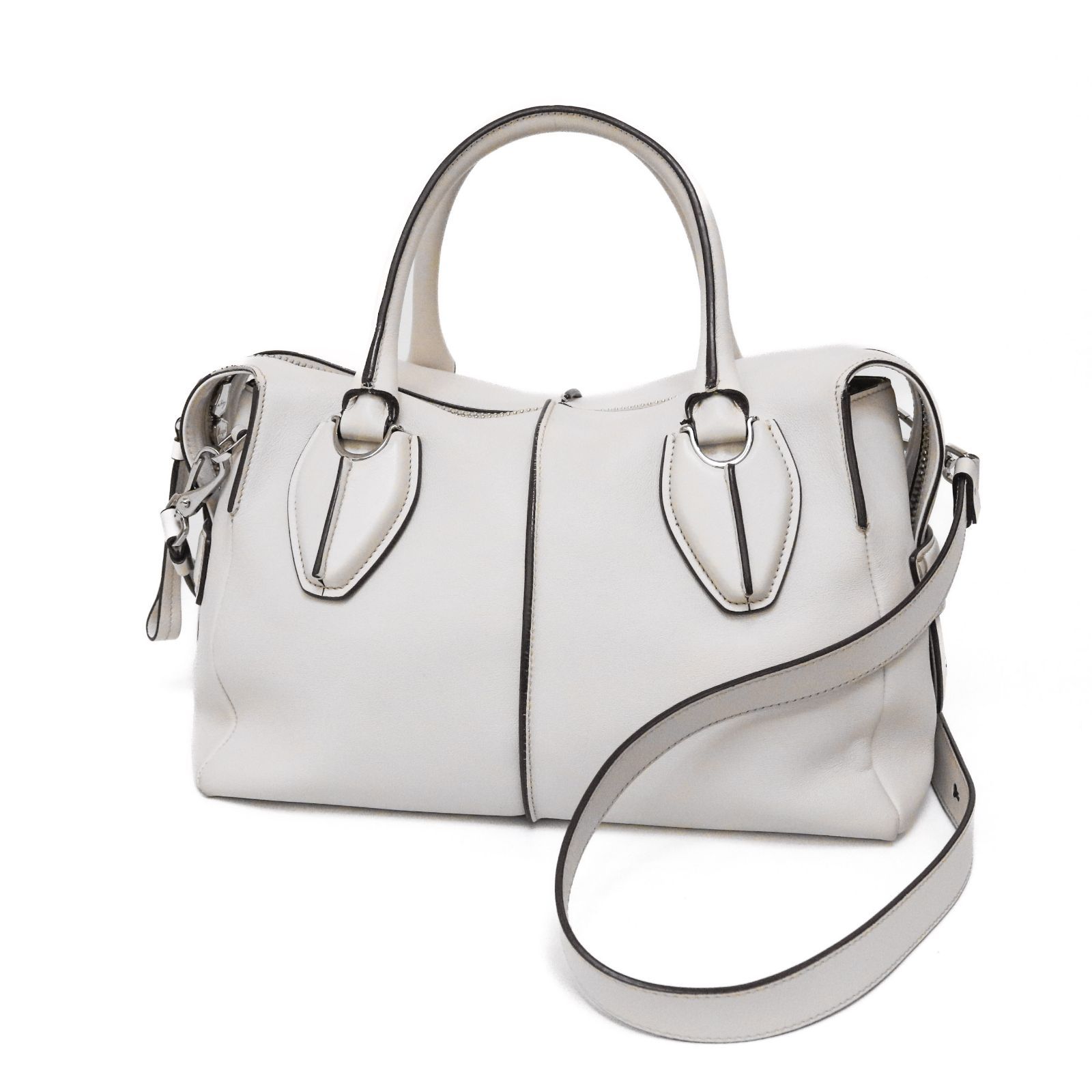 トッズ 2way ショルダーバッグ ミニボストン 高級ライン アイボリー Ivory レザー 本革 Tod's