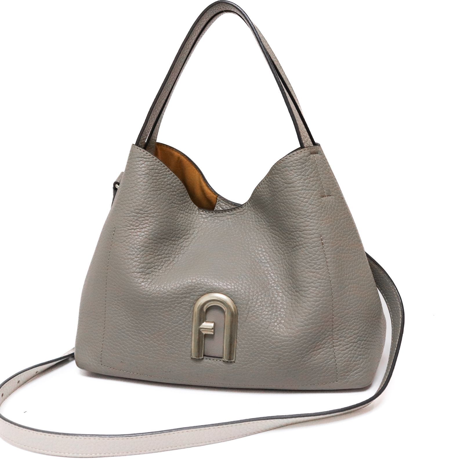 フルラ 2way ショルダーバッグ ハンドバッグ シルバー金具 グレージュ レザー 本革 FURLA 10,800円