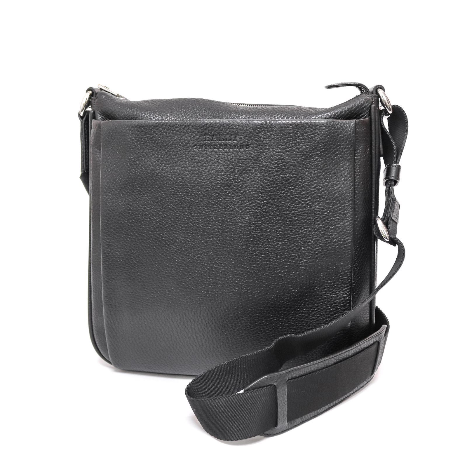 バリー ショルダーバッグ メッセンジャーバッグ サコッシュ ジッパー ファスナー ボックス型 ブラック 黒 Black レザー 本革 Bally