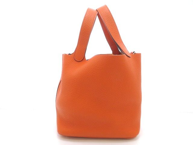 HERMES エルメス ピコタンロックMM シルバー金具 ハンドバッグ トリヨンクレマンス オレンジ □R刻印　2014年製造刻印 レディース【中古】【473】