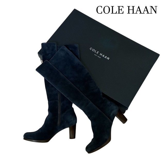 コールハーン COLE HAAN JUNIA TALL BOOT BLAZR BLU WP SU ネイビー系 ウォータープルーフ スエード ロングブーツ 7B 24 13,182円